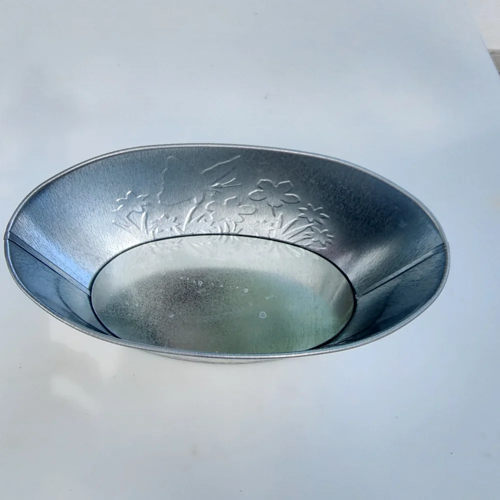 Galvanized Metal Oval‎ Shaped Planter Embossed Design